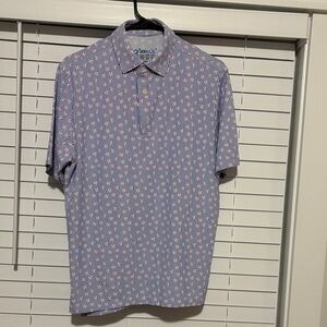 IBKUL Men's Polo with Blue and Red Pattern